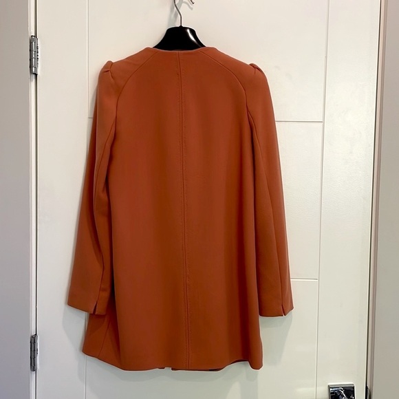 Zara Peach Puff Sleeve Swing Coat - Picture 3 of 9